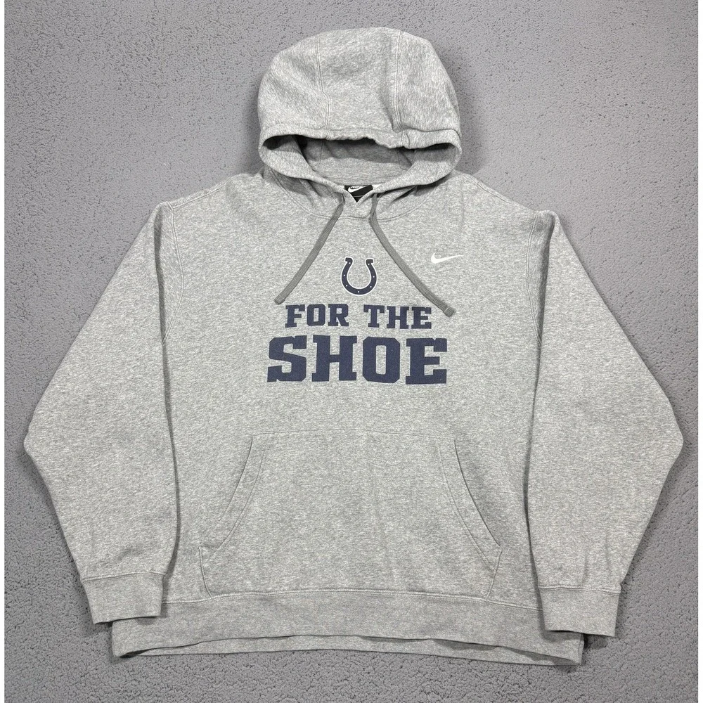 Nike Indianapolis Colts Hoodie Mens 2XL Gray NFL For The Shoe Sweatshirt